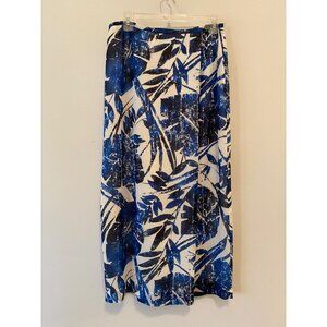 Liz Claiborne Midi Skirt Blue & White Floral Print Size 10